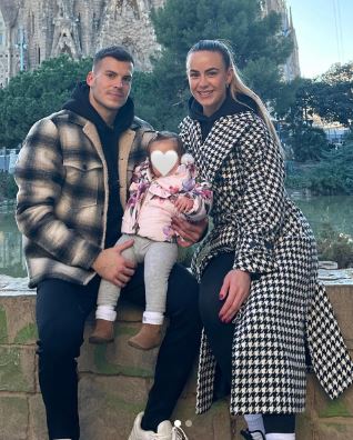Laszlo Benes with his wife Victoria Benes and daughter Liana during their vacation in Barcelona, Spain